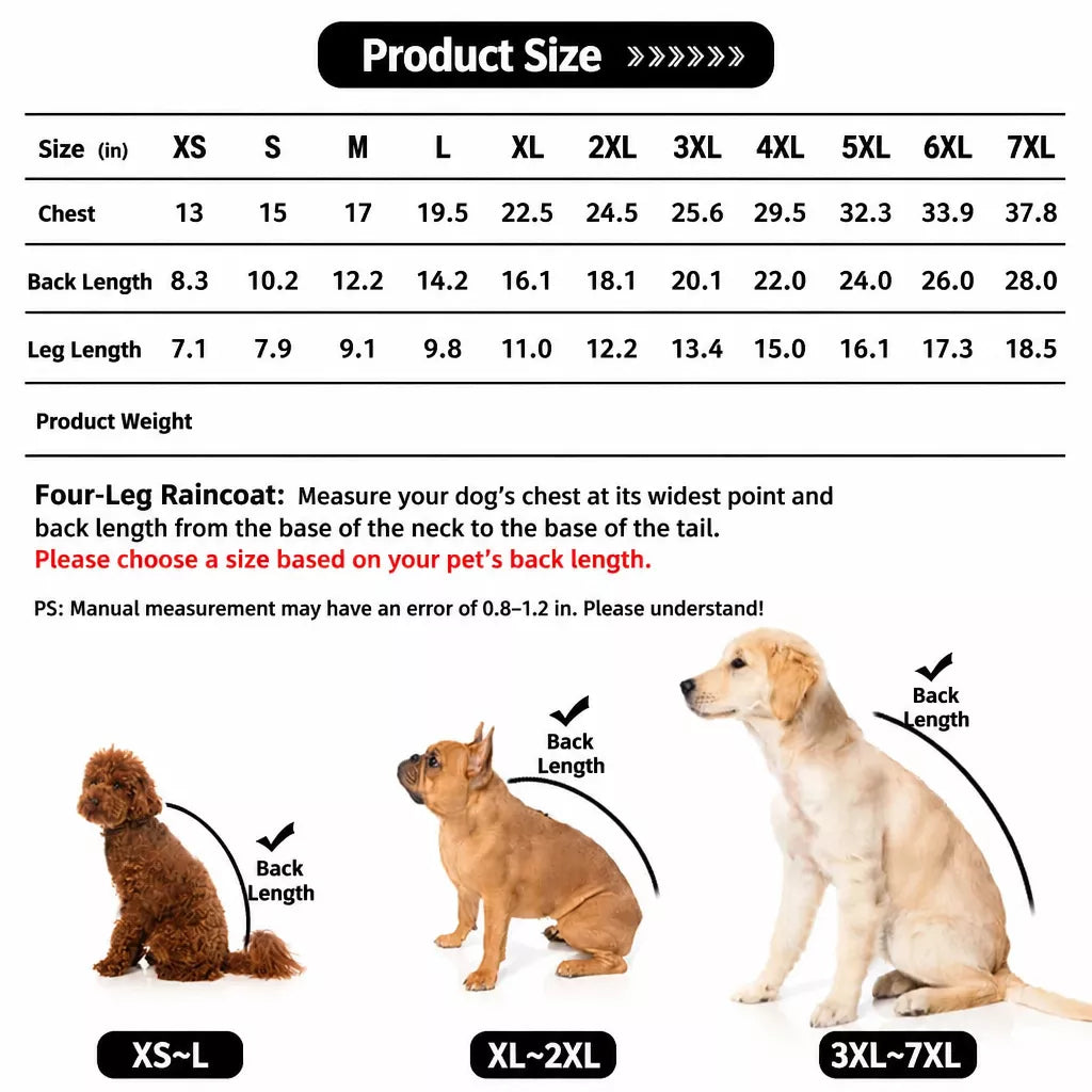 Full-Coverage Four-Leg Waterproof Raincoat for Dogs