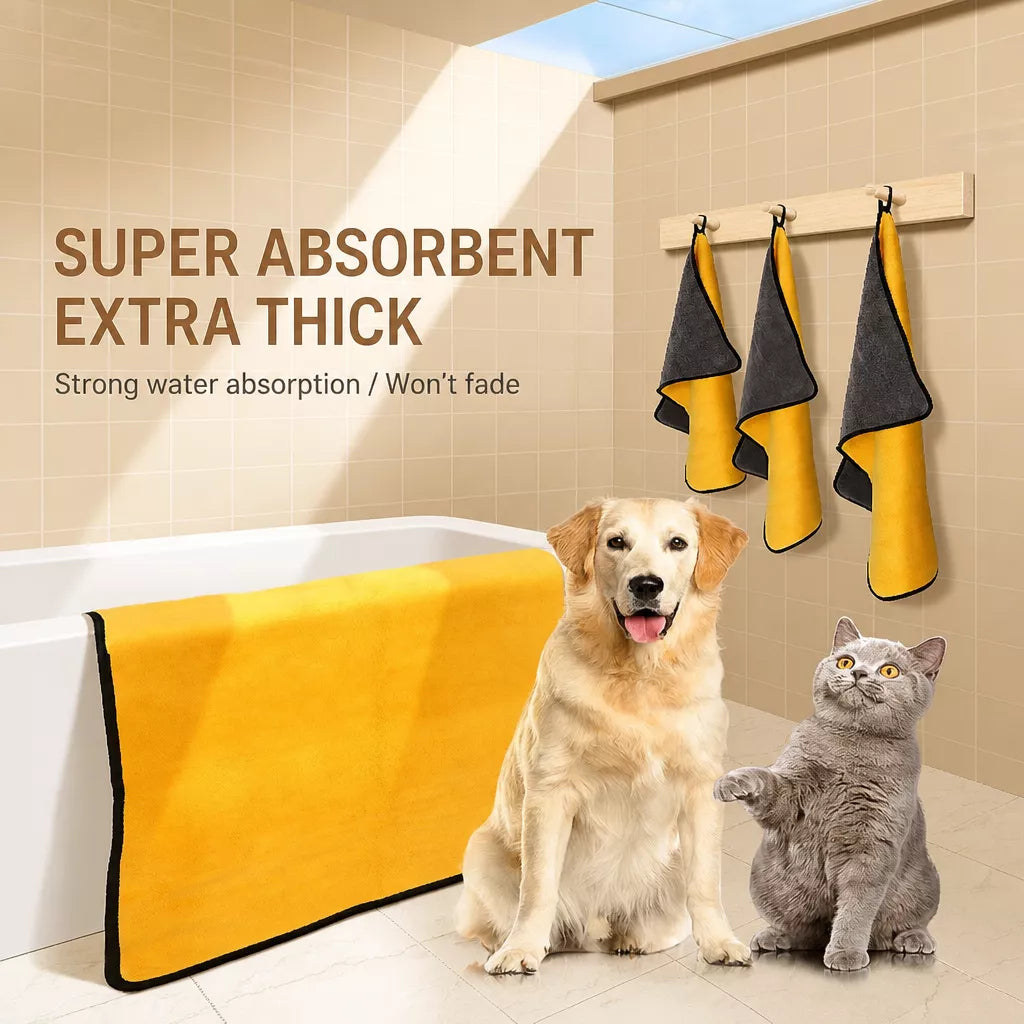 Quick-Dry Pet Bath Towel for Dogs and Cats