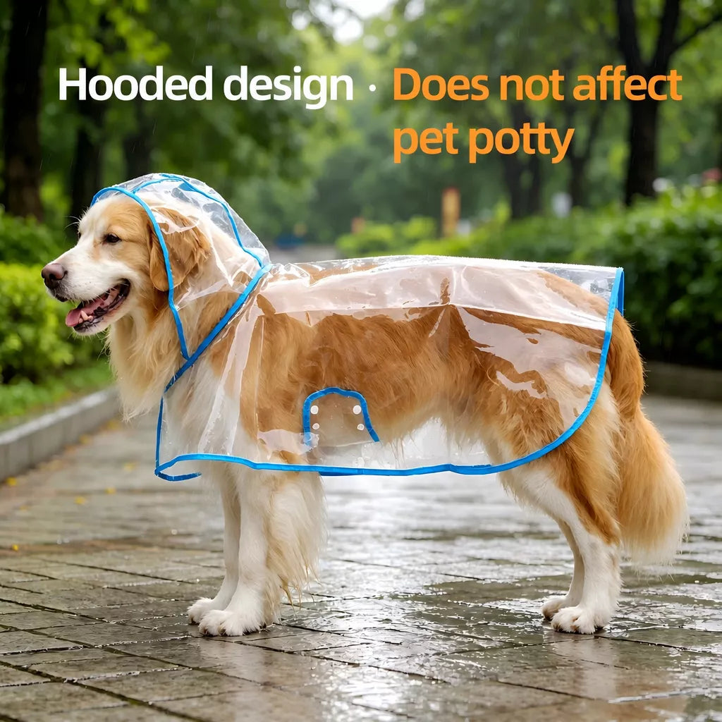 Transparent Hooded Raincoat for Dogs