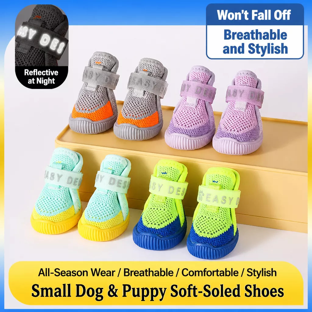 Nylon Knit Dog Shoes with Hook-and-Loop Closures