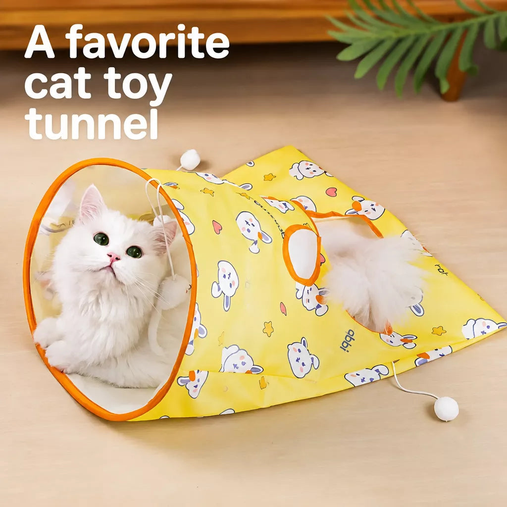 Foldable Oxford Cloth Cat Tunnel Toy with Crinkle Sound