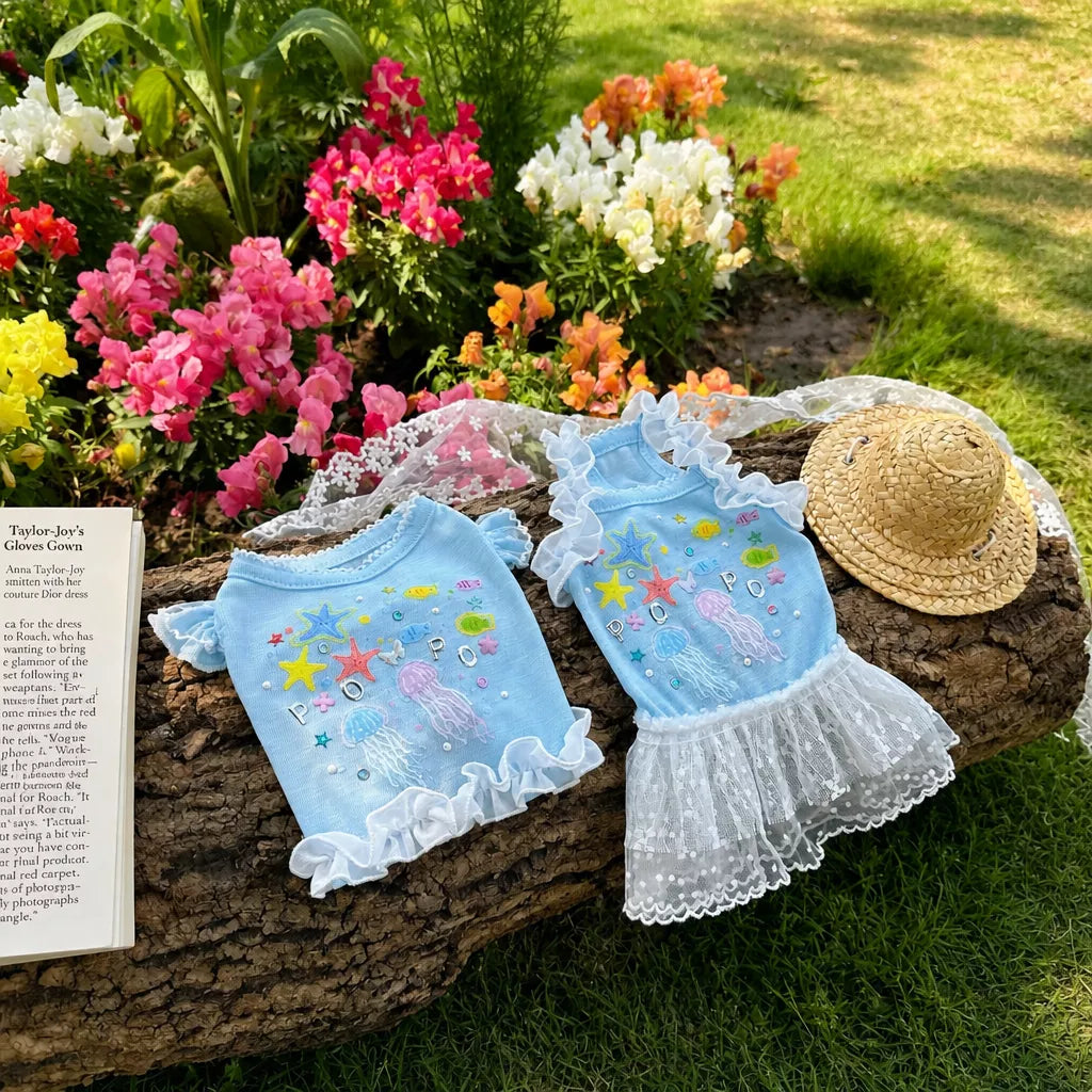 Ocean-Inspired Warm-Weather Tank Top for Cats and Dogs