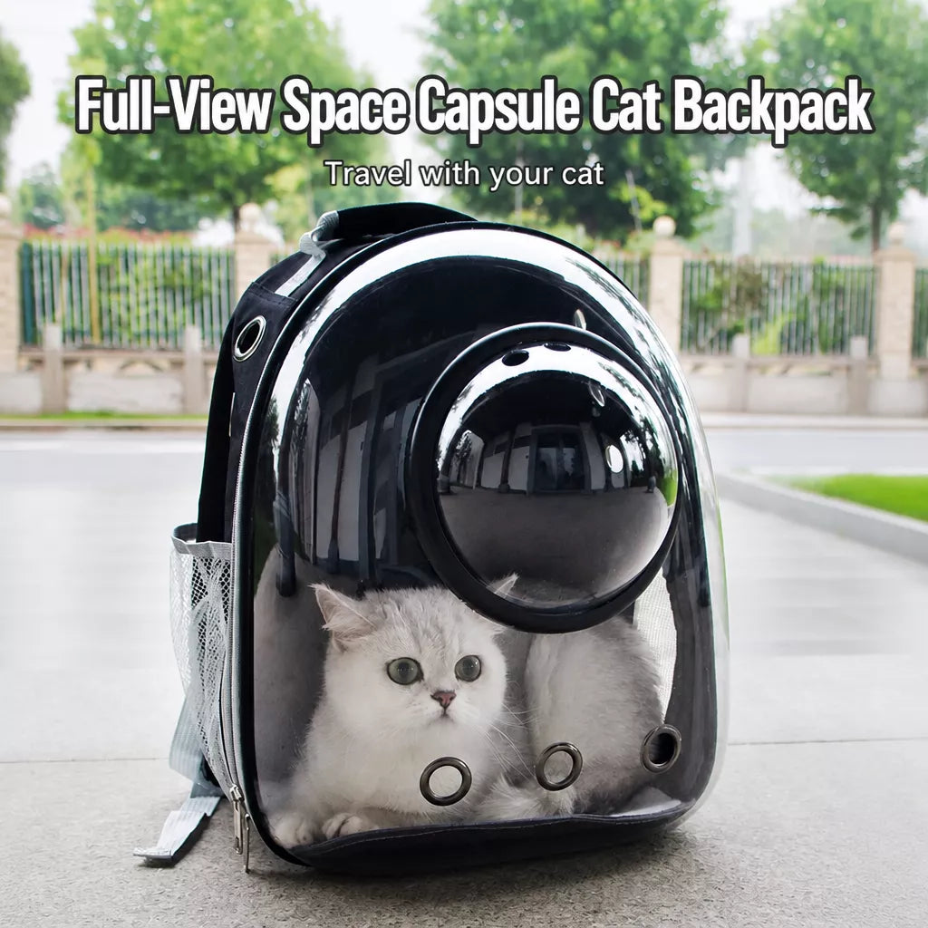 Cat Backpack Carrier with Panoramic Window and Side Vents
