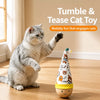 Beechwood Cat Wobble Toy with Feather and Twist Designs