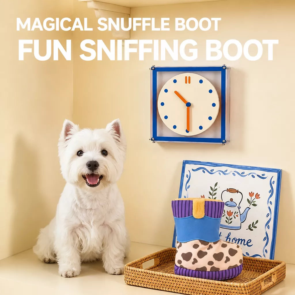 Dog Boot-Shaped Snuffle Toy with Treat Pockets and Squeaker