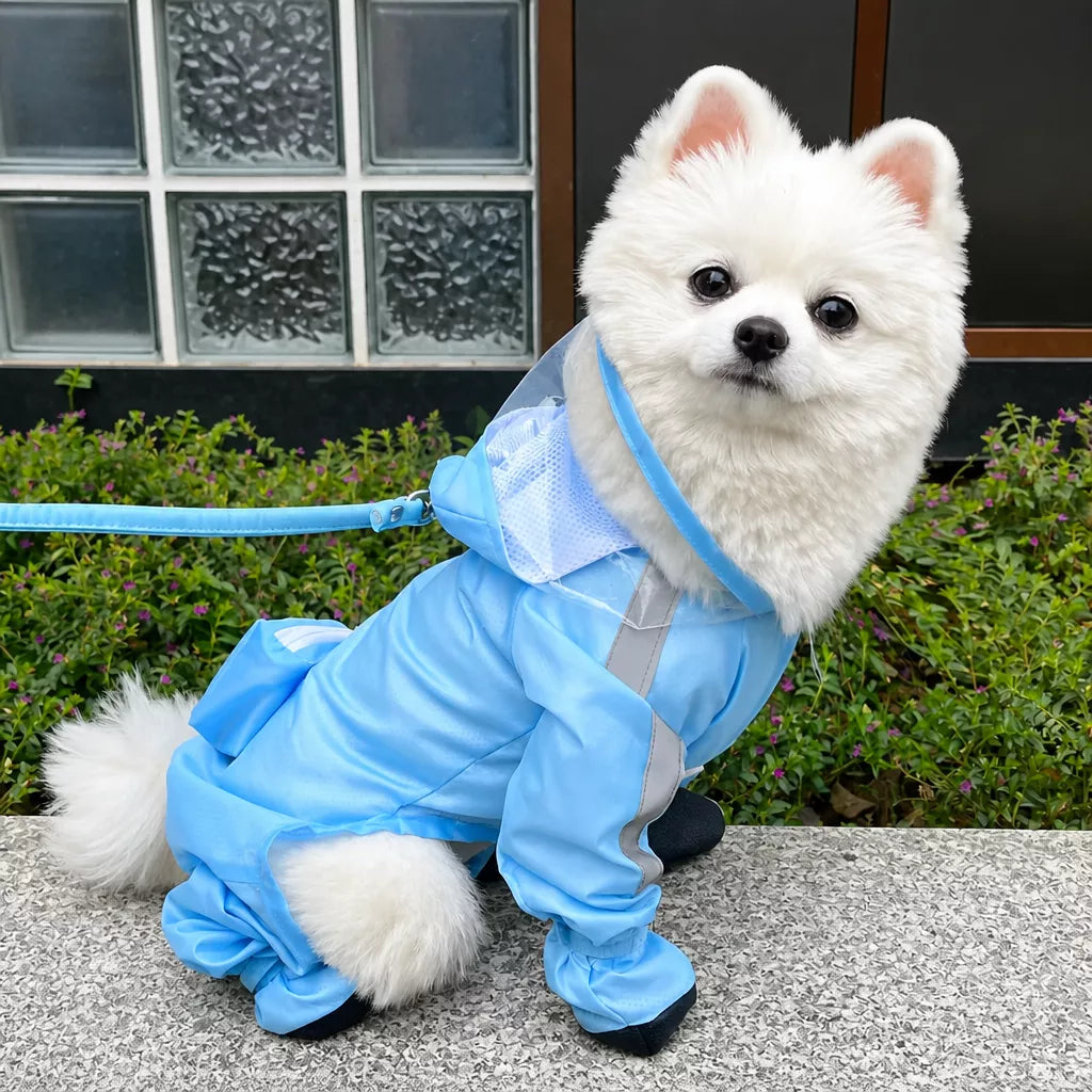 Waterproof Full-Coverage Raincoat with Leg Coverage for Small Dogs
