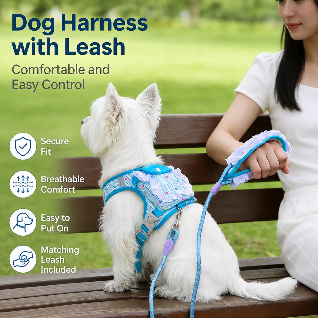 Vest-Style Harness and Leash Set for Small to Medium Dogs