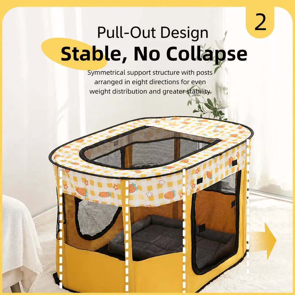 Foldable Two-Compartment Cat House for Mother Cats and Kittens