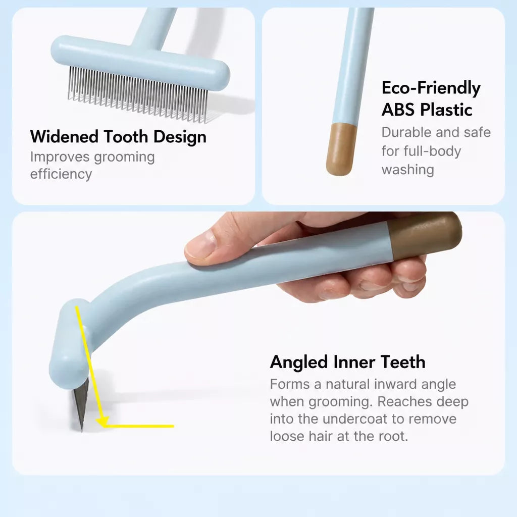 Long- and Short-Tooth Pet Rake Comb for Dogs and Cats