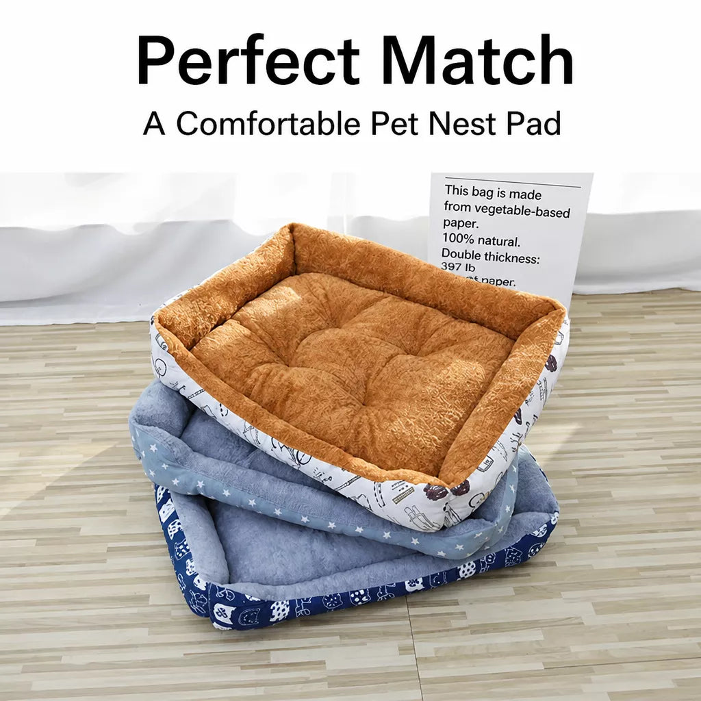 Rectangular Padded Pet Bed for Dogs and Cats