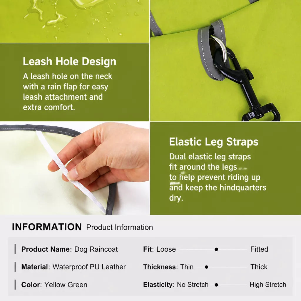 Waterproof Dog Raincoat with Belly Coverage