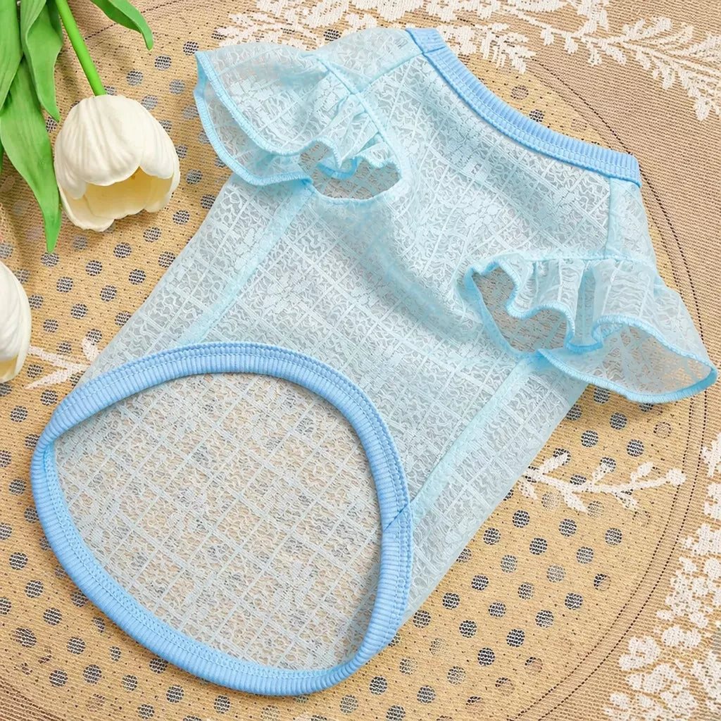 Lightweight Silk Pet Shirt with Lace Sleeves