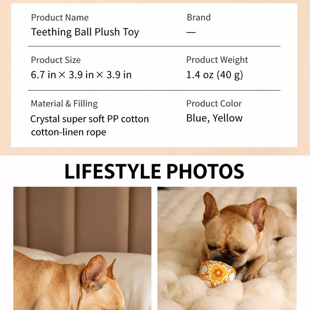 Unicorn Plush Squeaky Ball Toy for Small Dogs, 3.9-Inch