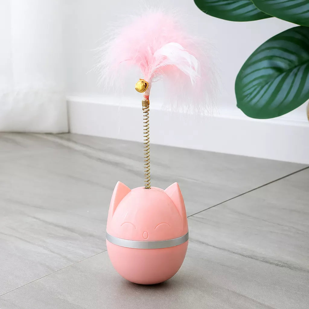 Cat Wobble Toy with Feather and Bell