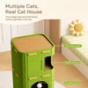 Solid Wood 4-Tier Cat Tree with Enclosed Hideaway