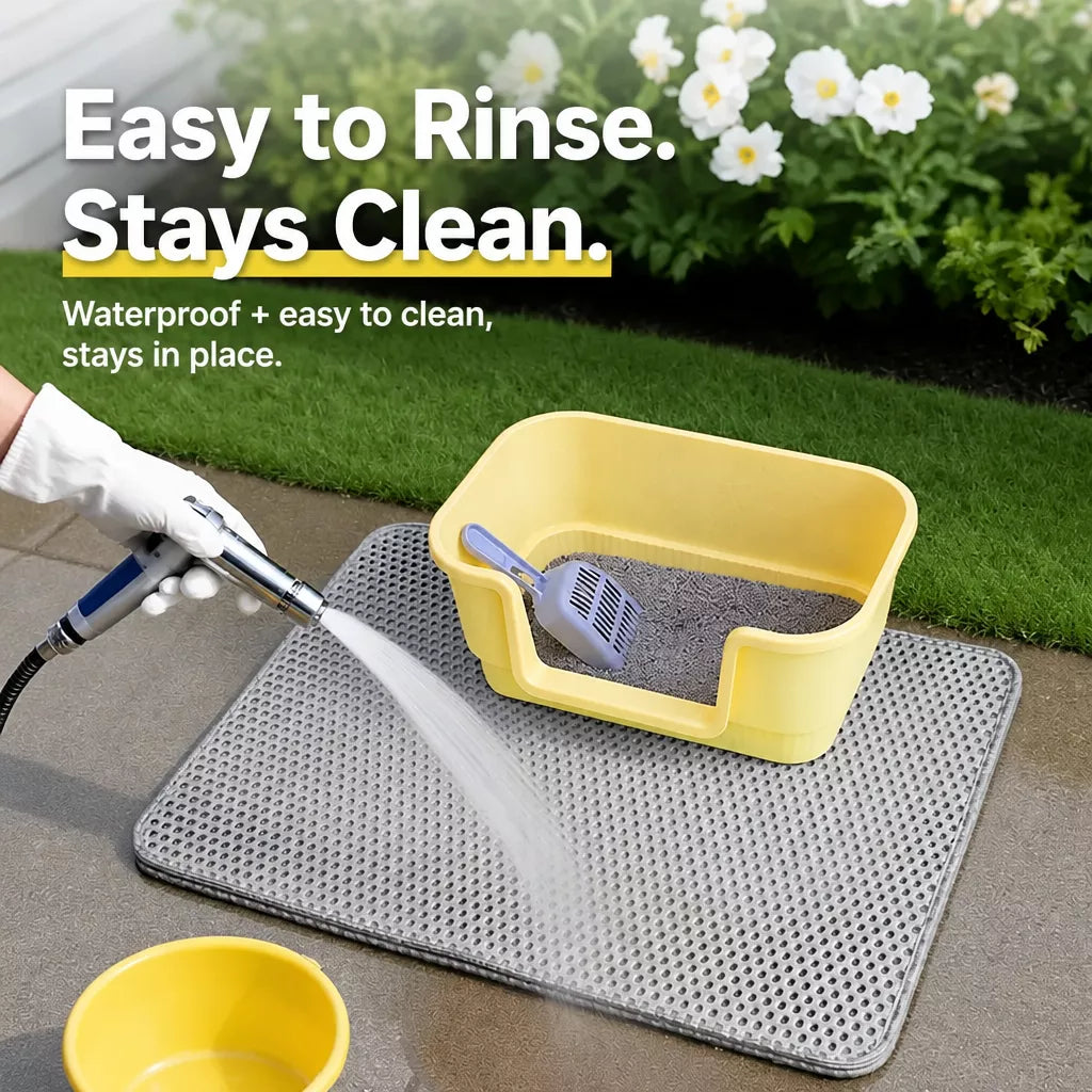 Double-Layer Cat Litter Mat with Cut-to-Fit Design