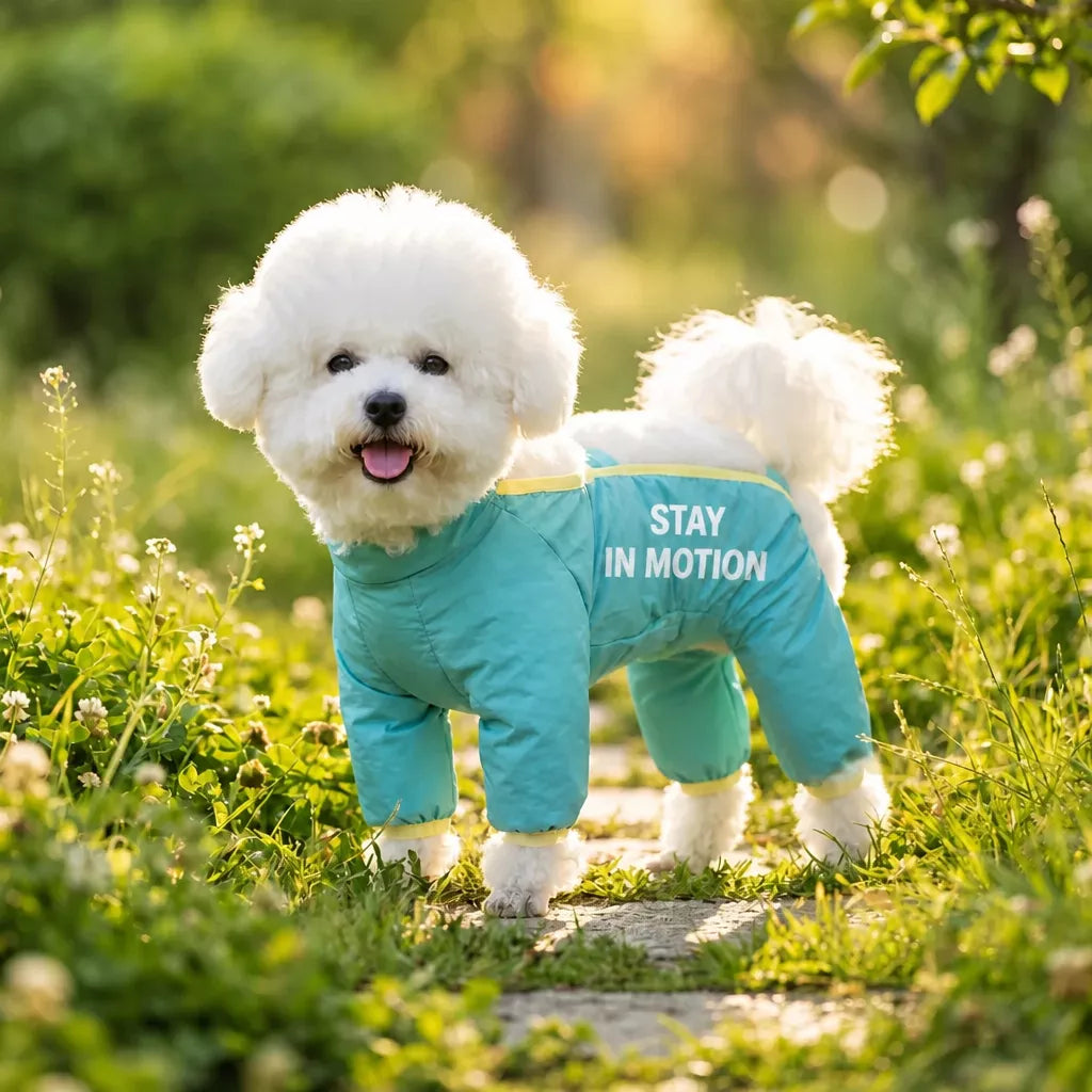 Synthetic Leather Four-Leg Dog Jumpsuit for Outdoor Walks