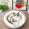 Faux Cotton-Linen Cat Bed with Built-In Scratcher