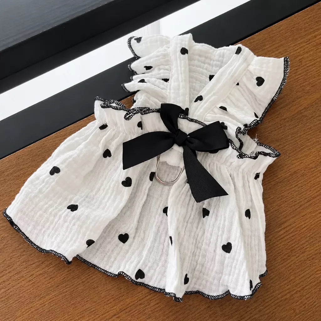 Cotton Bow Dress for Small Dogs and Cats