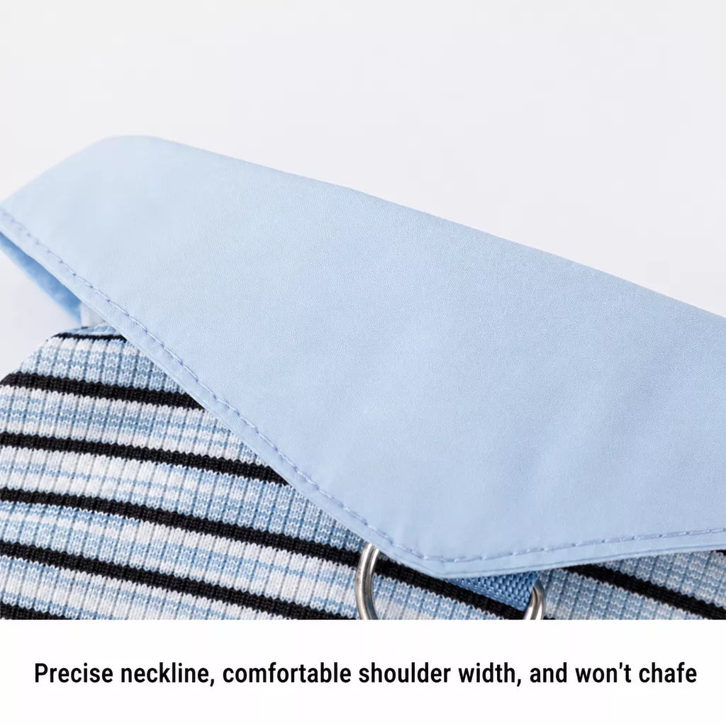 Striped Polo-Style Harness Vest for Small Dogs