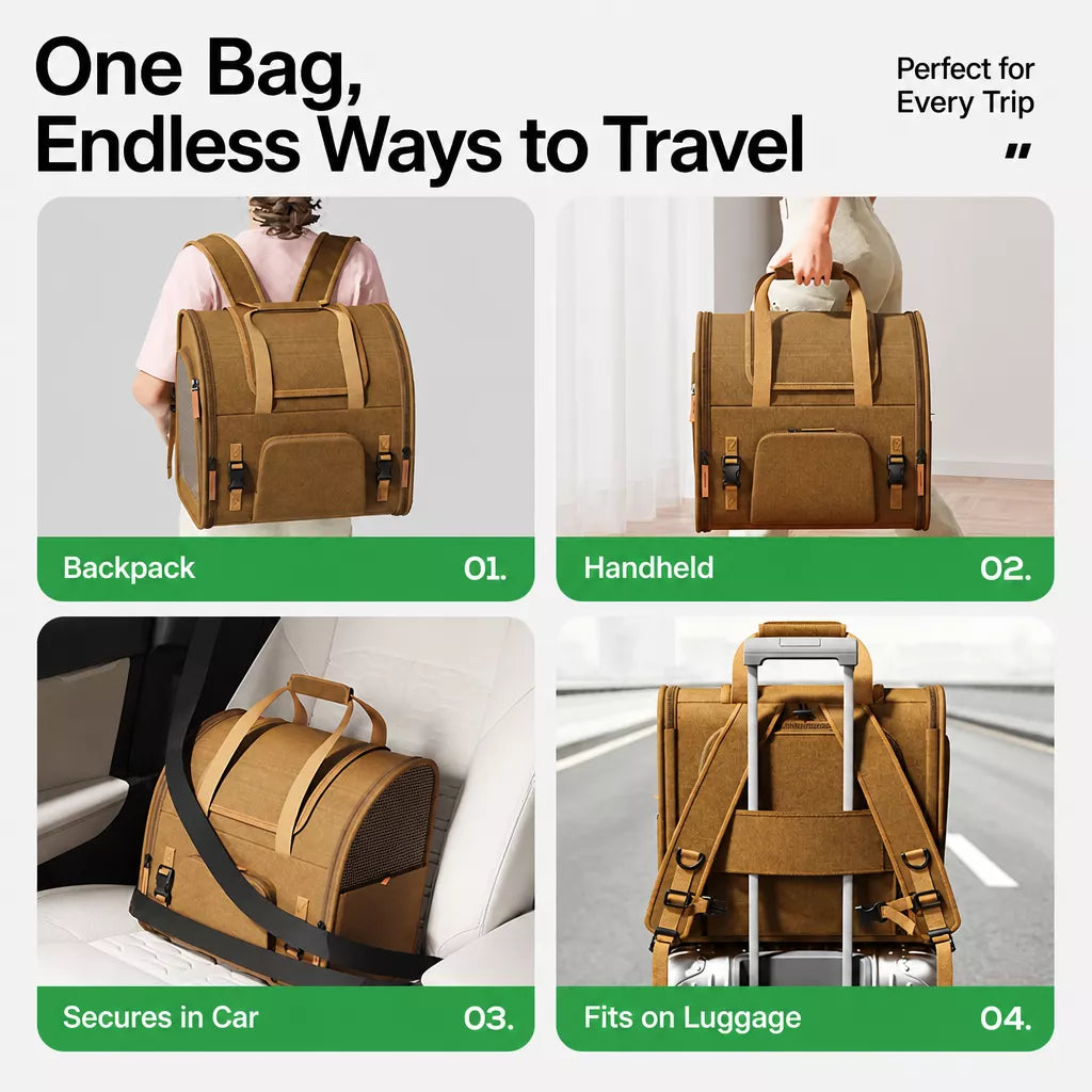 Expandable Cat Carrier Backpack with Ventilation