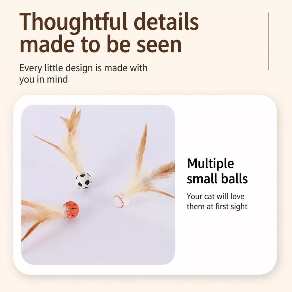 Cat Ball Toy with Feather Details