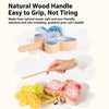 Wooden Cat Teaser Wand Toy with Bell and Colorful Attachments