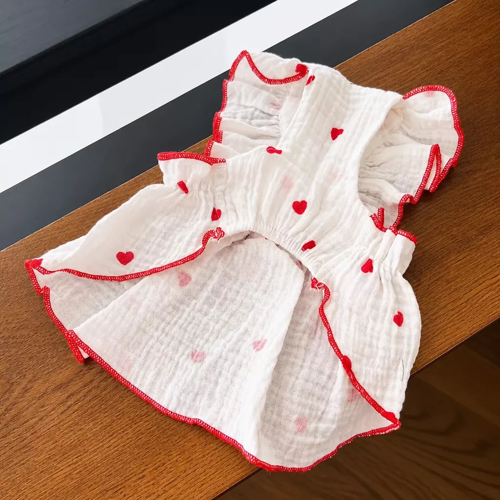 Cotton Bow Dress for Small Dogs and Cats