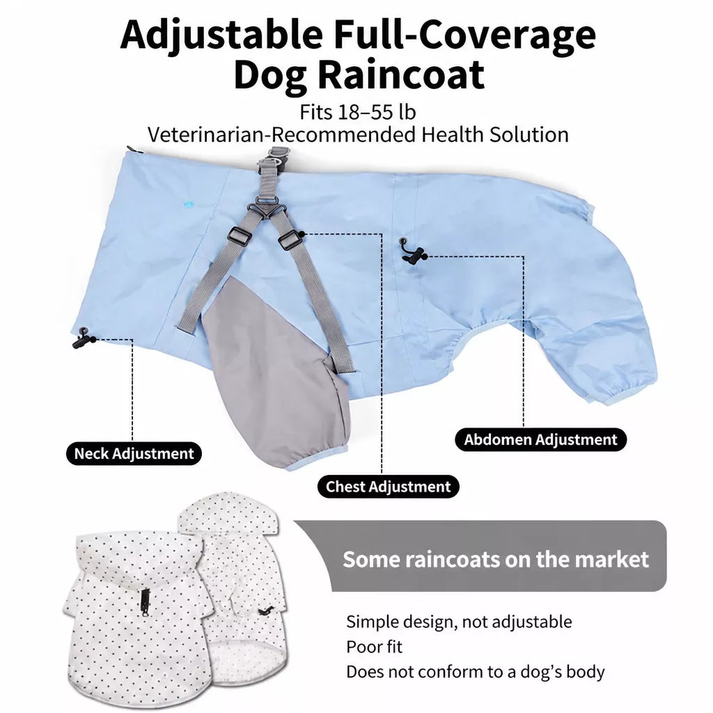 Hooded Four-Leg Dog Raincoat for Small to Medium Dogs
