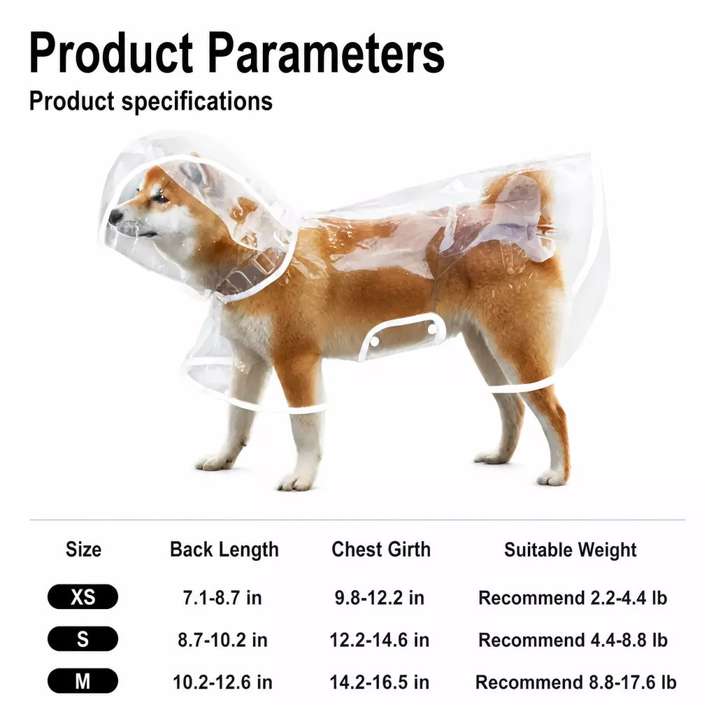 Transparent Hooded Raincoat for Dogs