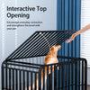Indoor Iron Dog Crate with Tray and Locking Casters
