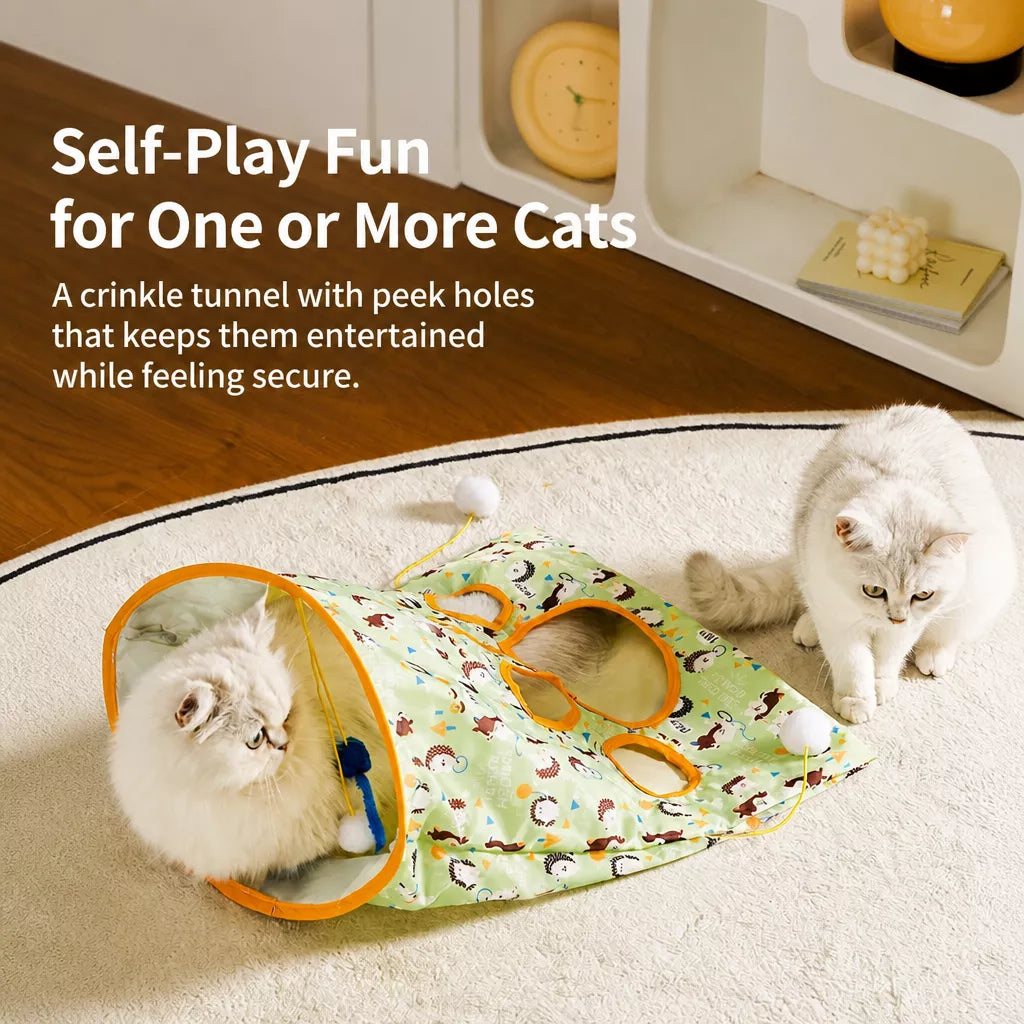 Foldable Oxford Cloth Cat Tunnel Toy with Crinkle Sound