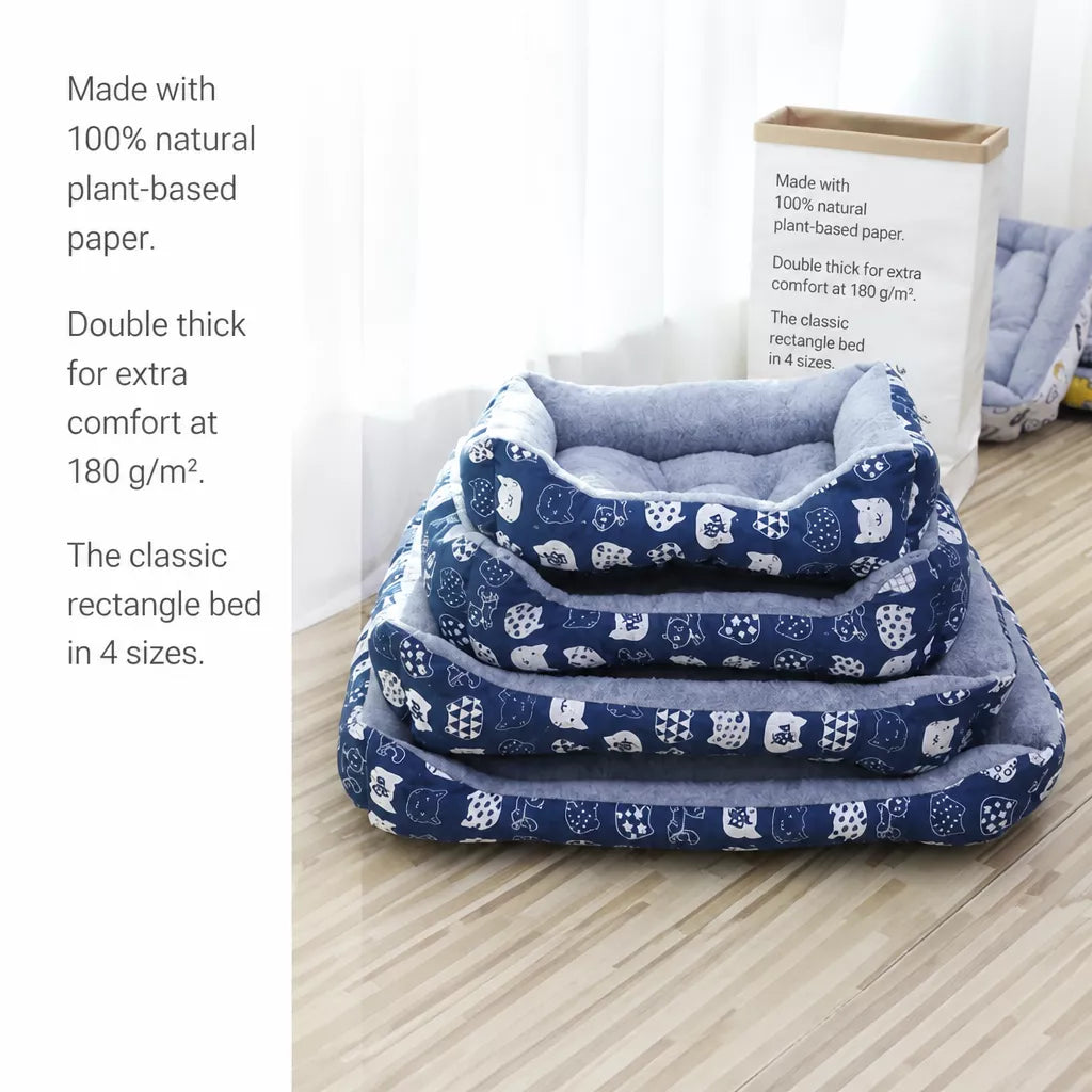 Rectangular Padded Pet Bed for Dogs and Cats