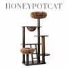 Rubberwood Cat Tree with Hideaway and Climbing Platform