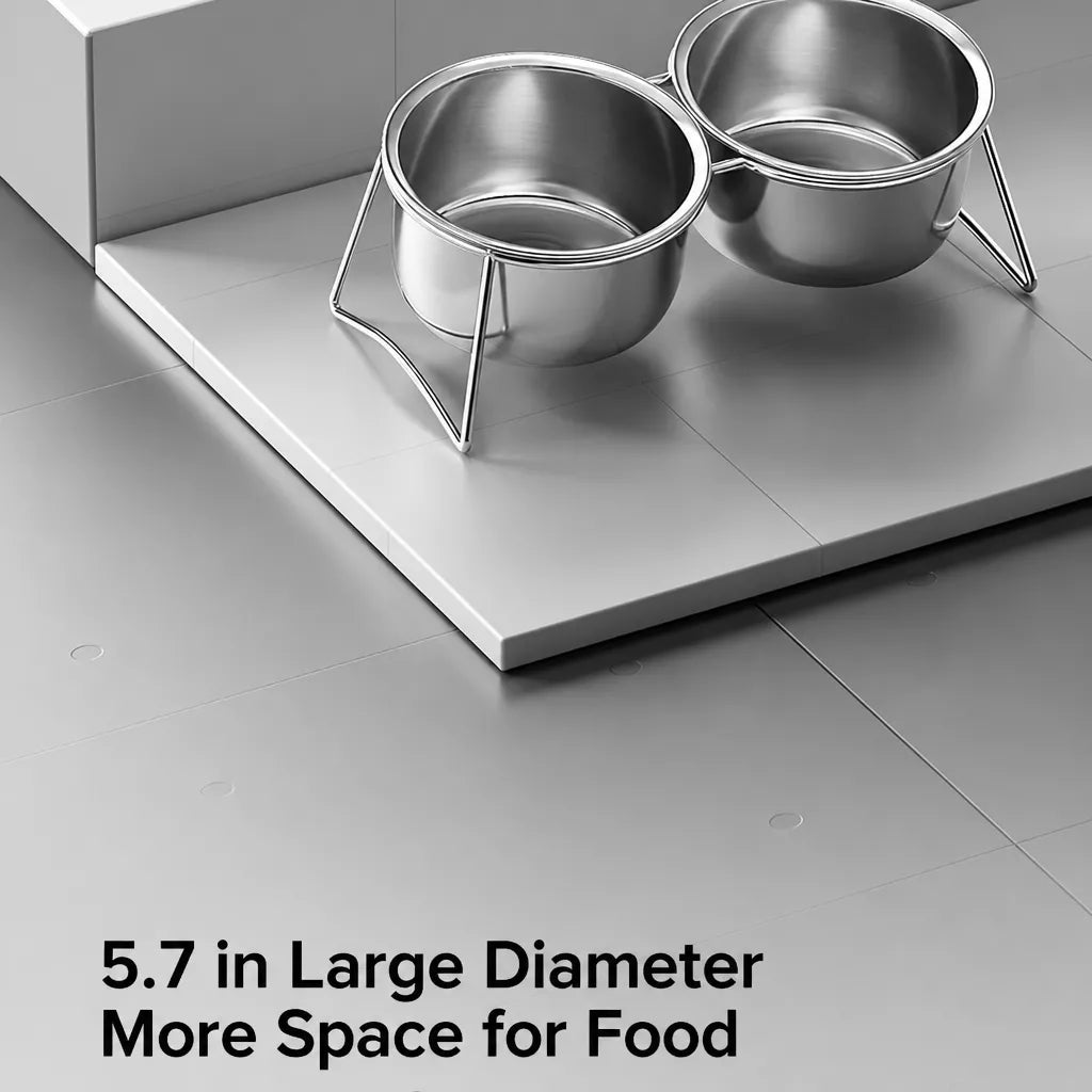 Stainless Steel Double Pet Bowls with Elevated Stand
