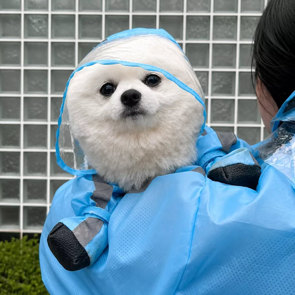 Waterproof Full-Coverage Raincoat with Leg Coverage for Small Dogs