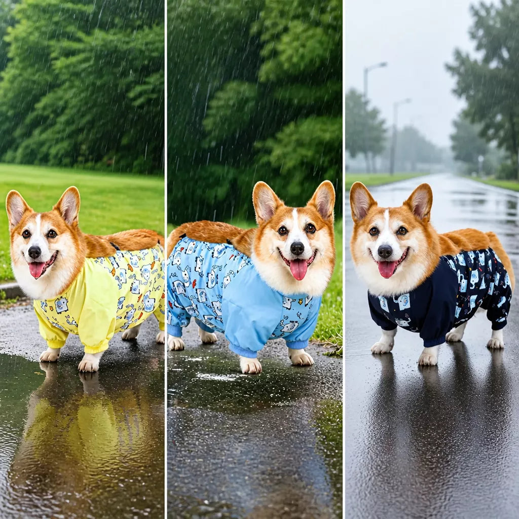 Waterproof Four-Leg Dog Raincoat with Belly Coverage