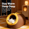 Enclosed Plush Pet Bed for Cats and Small Dogs