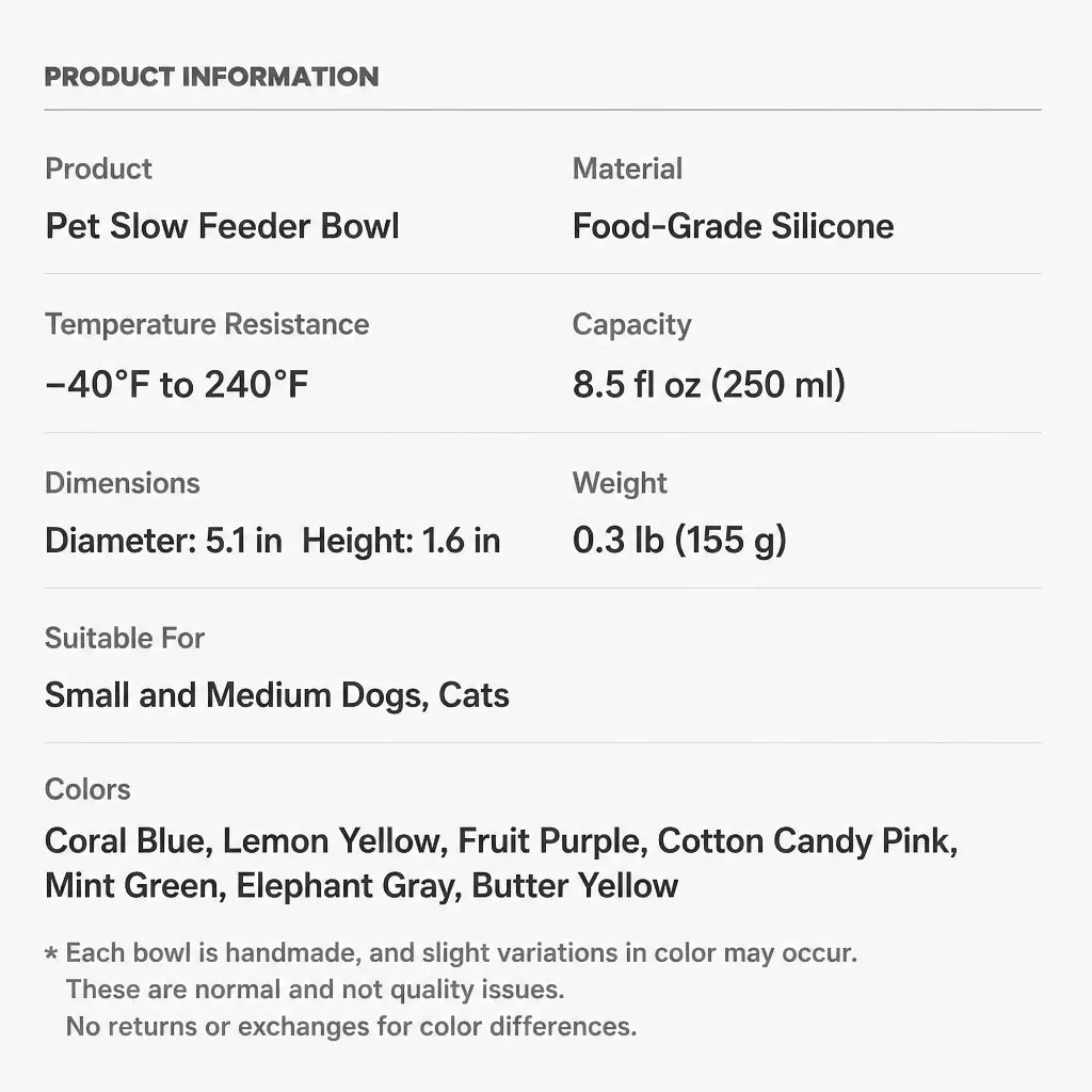 Slow-Feeder Bowl for Dogs and Cats