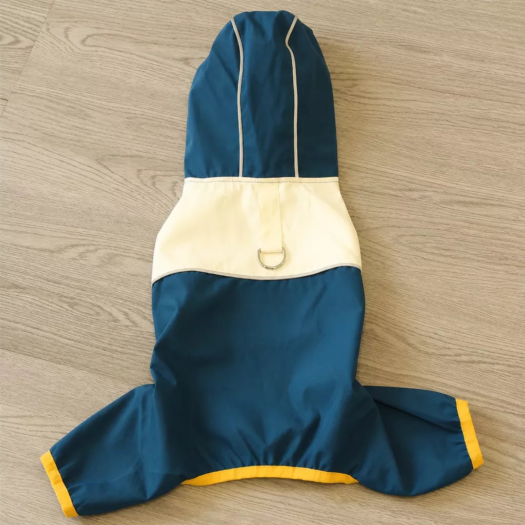 Four-Leg Polyester Dog Raincoat for Rainy-Day Walks