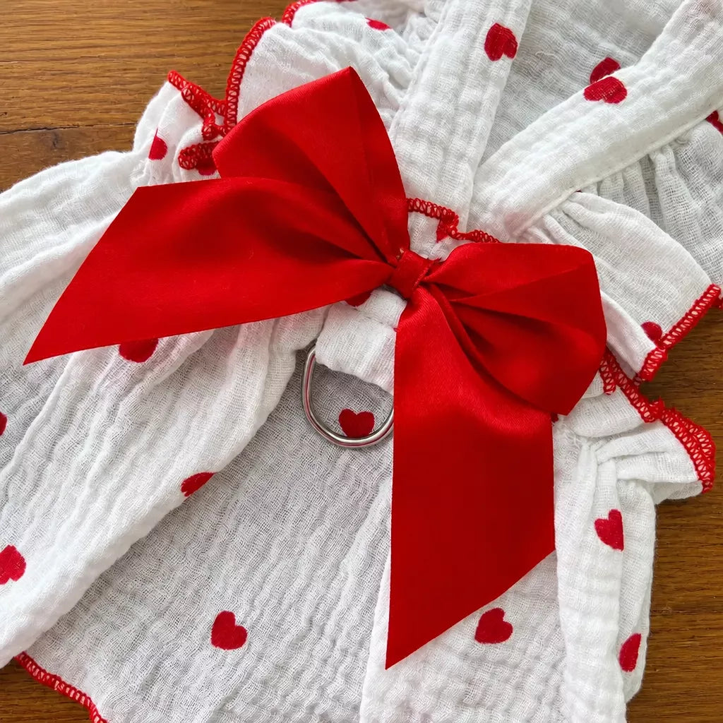Cotton Bow Dress for Small Dogs and Cats