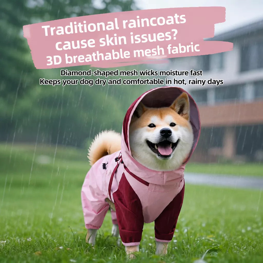 Hooded Four-Leg Dog Raincoat for Small to Medium Dogs