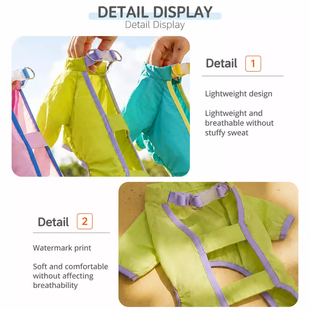 Synthetic Leather Four-Leg Dog Jumpsuit for Outdoor Walks