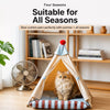 Semi-Enclosed All-Season Cotton-Linen Pet Bed for Cats and Small Dogs