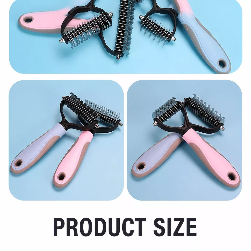 Double-Sided Dematting & Deshedding Brush for Dogs and Cats