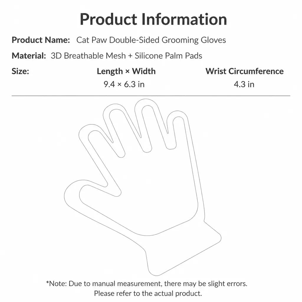 Double-Sided Pet Grooming Glove for Cats and Dogs