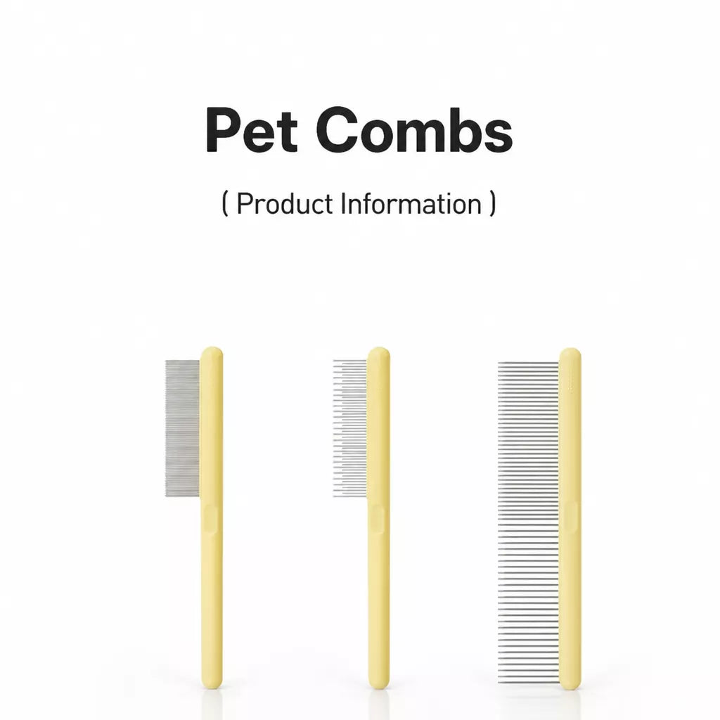 3-Piece Stainless Steel Pet Grooming Comb Set with Plastic Handles
