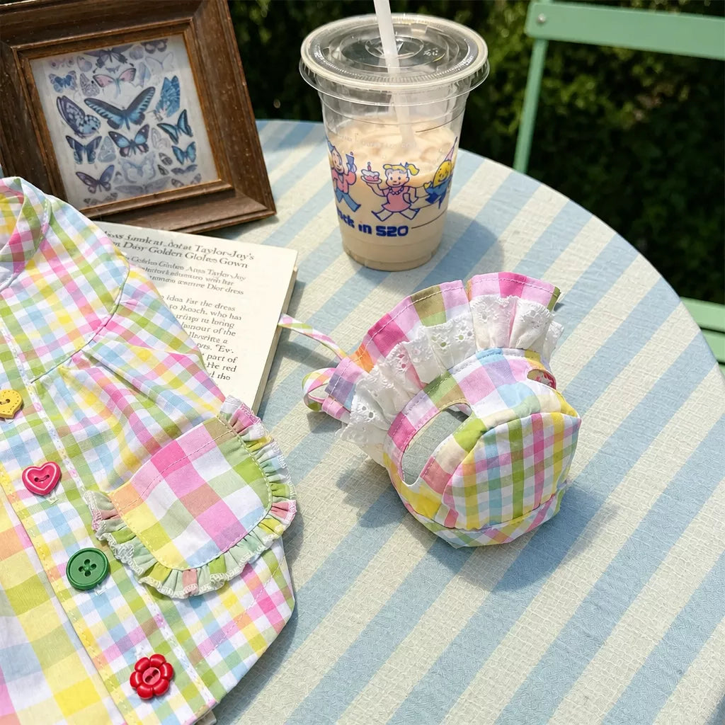 Plaid Color-Block Back-Closure Pet Shirt