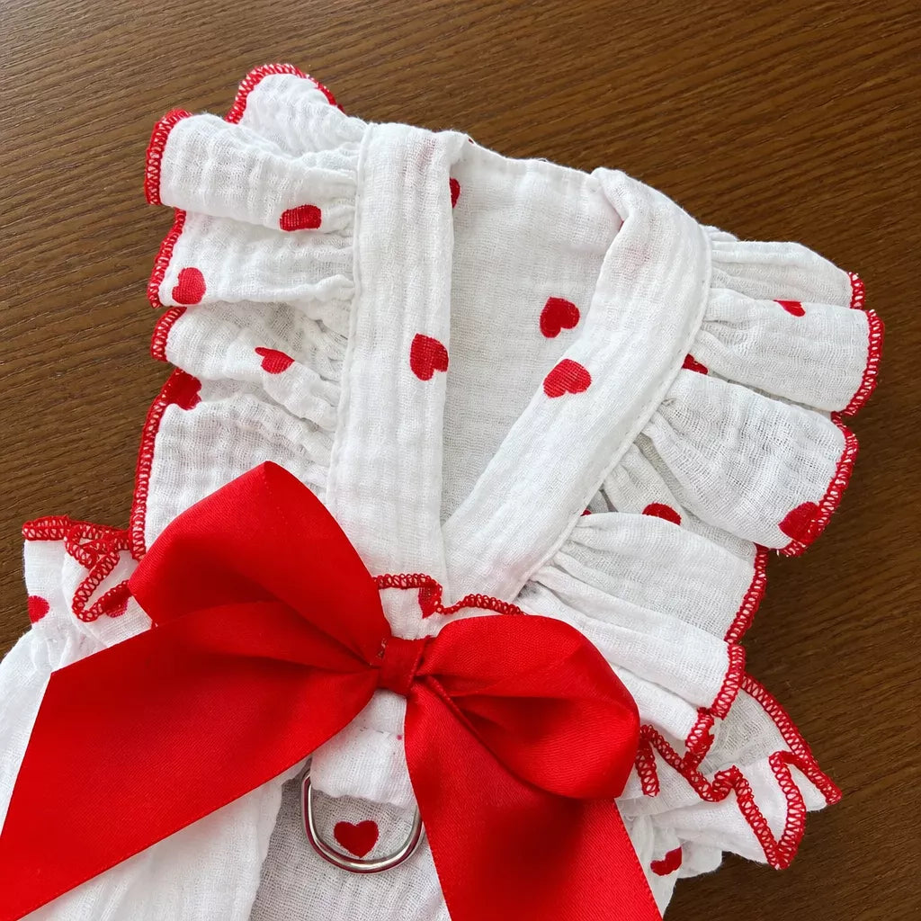 Cotton Bow Dress for Small Dogs and Cats