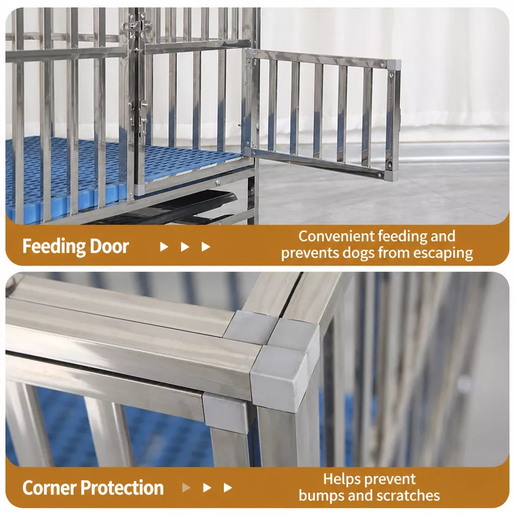 Stainless Steel Dog Crate with Tray